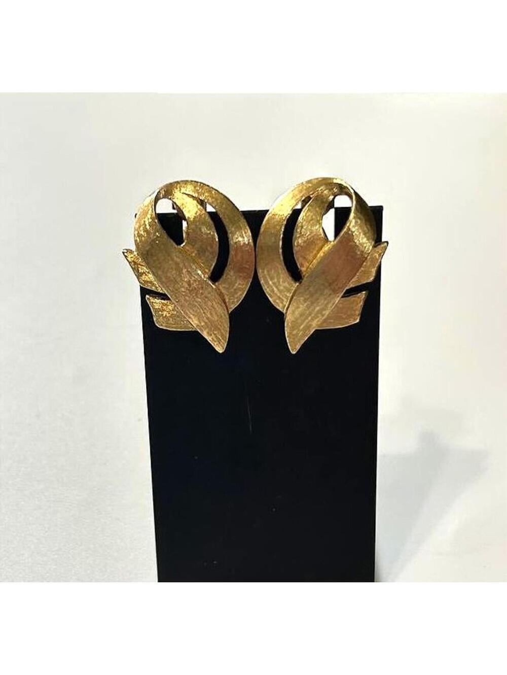 Vintage Monet Earrings | Gold Tone Swirl Clip Ons | 1980s Statement Jewelry